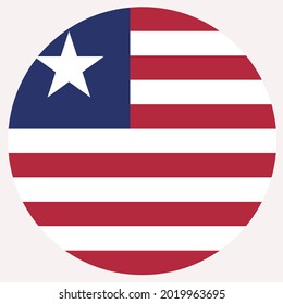 Colored Liberia flag. Vector illustration of circle Liberia flag
