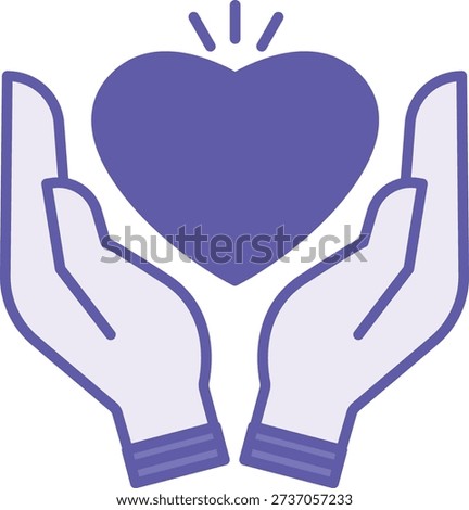 Colored Life Icon. Vector Illustration. Heart in Human Hands. Caring, Love, Care, Compassion, Sincerity, and Hope