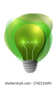Lámpara de luz coloreada, formas líquidas. Icono de concepto Idea aislado en un fondo blanco. Símbolo de energía e ideas. Diseño creativo brillante. Ilustración del vector