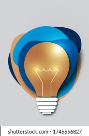 Colored light bulb, liquid forms. Idea concept icon isolated on a white background. Symbol of energy and ideas. Bright creative design. Vector illustration