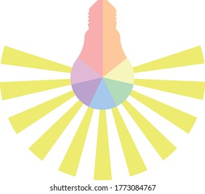 bombilla coloreada en un vector de fondo blanco