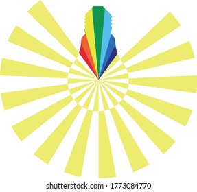 colored light bulb on a white background vector