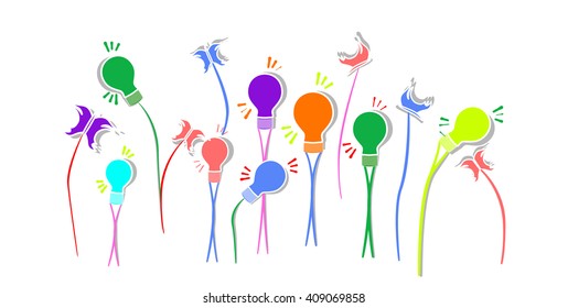 Colored Light bulbs, butterflies, Idea 