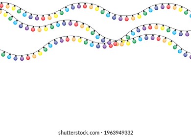 colored light bulbs garland for decoration design. holiday decoration. Christmas banner. Vector illustration. Stock image. EPS 10.