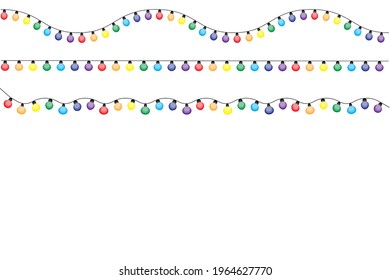 colored light bulbs garland for decoration design. holiday decoration. Christmas banner. Vector illustration. Stock image. EPS 10.