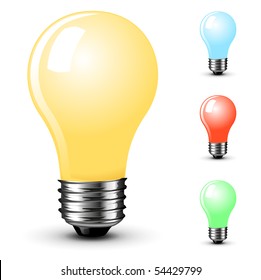 Colored light bulbs. High quality vector image.