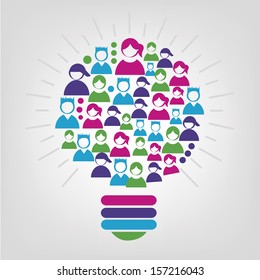 a colored lightbulb composed by males and females