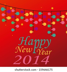 a lot of colored lightbulbs for this new year with text