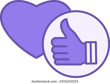 Icono De Color. Pulgar hacia arriba y corazón Vector icono. Aprobación, Favorita. Concepto de medios sociales