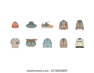 Colored Line art Apparel Icons