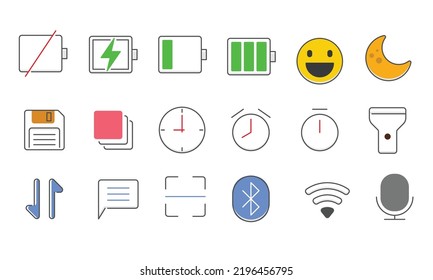 Farbige Linie essenzieller UI Icon Satz.