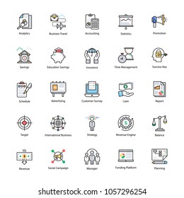 Colored line Icons of Business and Finance