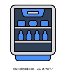 A Colored Line, Outline vector design of bar fridge
