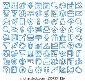 Colored Line Think Creative Icon Set. Contain 90 icons such as StartUp, Setting, Landing Page, SEO, Brainstorm and more. 24x24 pixel perfect.