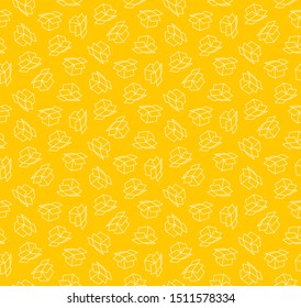 Colored line vector seamless pattern on yellow background. Delivery. Package, open box.