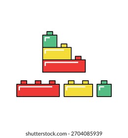 Concepto de edificio Pequeño, ladrillo, compuesto, rompecabezas, proyecto, colección de componentes. Ilustración vectorial de diseño de marca moderna de estilo lineal plano sobre fondo blanco
