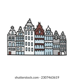 Colored linear Vector icon of tourist european landmark building and travel destinations for vacations and weekend. linear style architecture collection, outline signs pack.