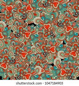 Colored lined pattern in cartoon style. Red, blue colors.