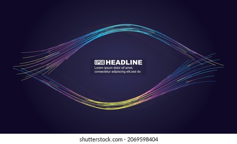 Colored lines form a blank poster background in the middle of an abstract creative shape