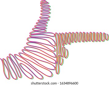 Colored lines in the form of a gun hand.