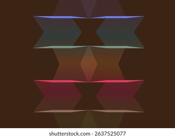 The colored lines form a symmetrical geometric pattern on a dark brown background, creating a modern and dynamic visual effect