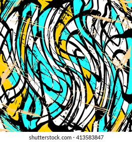 colored lines Graffiti pattern on a black background vector illustration