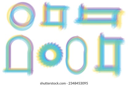 Colored lines, linear bright frames, geometric shapes. Vector set of elements