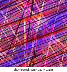 Colored lines mix random. Blue, red, brown, black seamless texture. Abstract vector background for web page, banners backdrop, fabric, home decor, wrapping