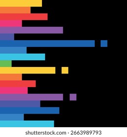 Líneas de color sobre fondo negro, colores brillantes