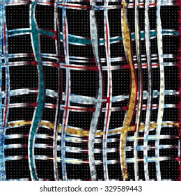 colored lines on a black geometric background. vector illustration. grunge effect
