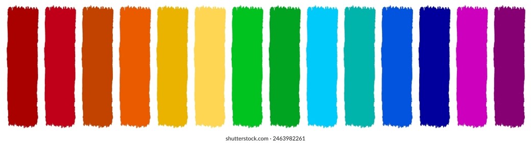 Colored lines of paint isolated, Colorful hand drawn watercolor grunge brush strokes