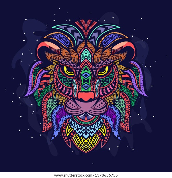 Colored Lion Head Stock Vector (Royalty Free) 1378656755