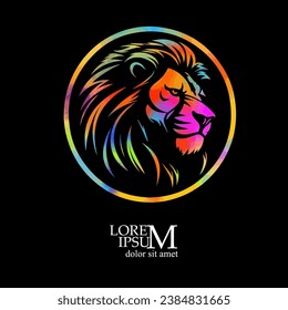 colored lion logo. hand drawing. Not AI, Vector illustration