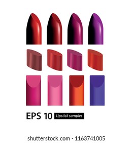Colored lipstick samples