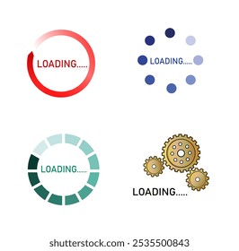 Ícones de carregamento coloridos no fundo branco. Ilustração vetorial
