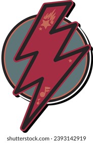 Colored logo emblem of Electric Lightning Discharge. Badge template for slogan and name brand against of round backdrop. Modern vector isolated on white background