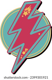 emblema del logotipo coloreado de la descarga de luz eléctrica. Plantilla de distintivo para la marca de eslogan y nombre con fondo redondo. Vector moderno aislado en fondo blanco