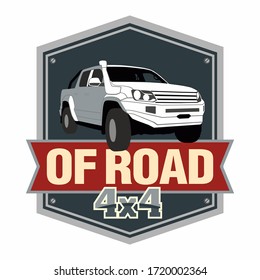 Colored Logo Emblem Off Road. Modern cross-country vehicle