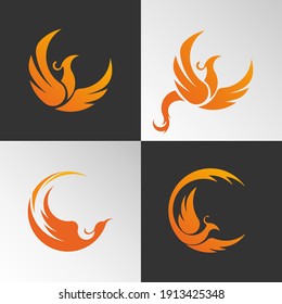 Colored logo or icon firebird flies