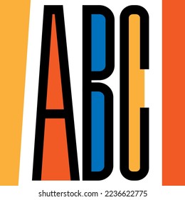 Colored logo as an inscription from the letters ABC in the style of pop art for school institutions or educational companies