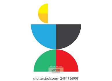 Colored logo with semicircles. Vector illustration