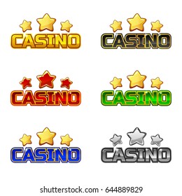 Colored logo text casino and star, vector icon For Ui Game element