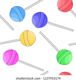 Colored lollipop candies as seamless pattern. Vector illustration isolated on white background