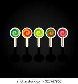 Colored lollipop candies set. Vector collection.