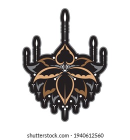 Colored lotus flower, yoga or zen decorative element in boho style, Indian modern decoration. Vector illustration.
