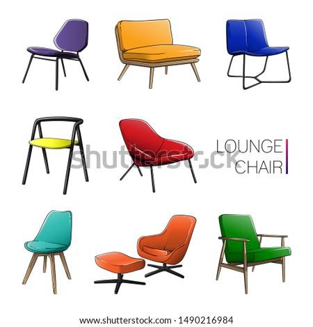 Colored Lounge Chair Illustration Vector Set