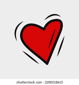 Amor coloreado, elemento de garabato cardíaco con contorno