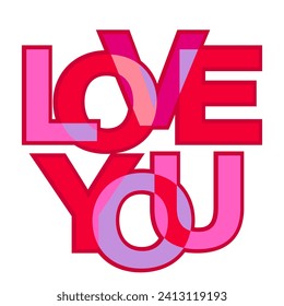 Colored Love word isolated on white background. Vector illustration.