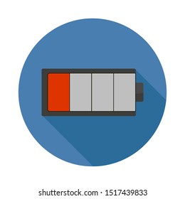Colored low battery icon, flat round vector icon