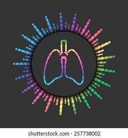 Colored lungs in bright banners, vector illustration